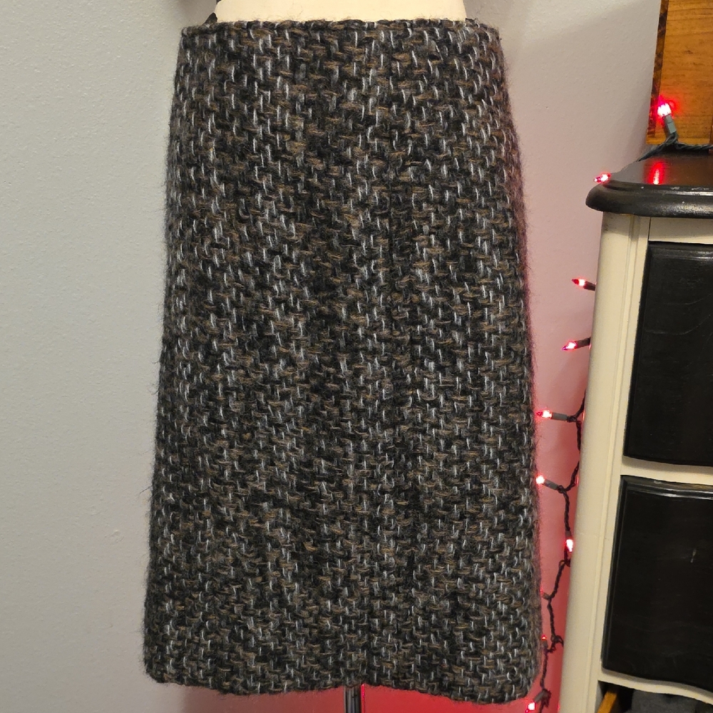 Vintage Wool Skirt Blue Gray Black Size 4 12